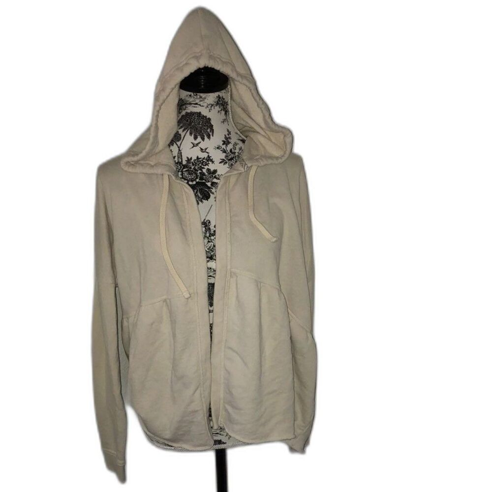Abercrombie & Fitch Womens Medium Ivory French Terry Open Front Beach Hoodie